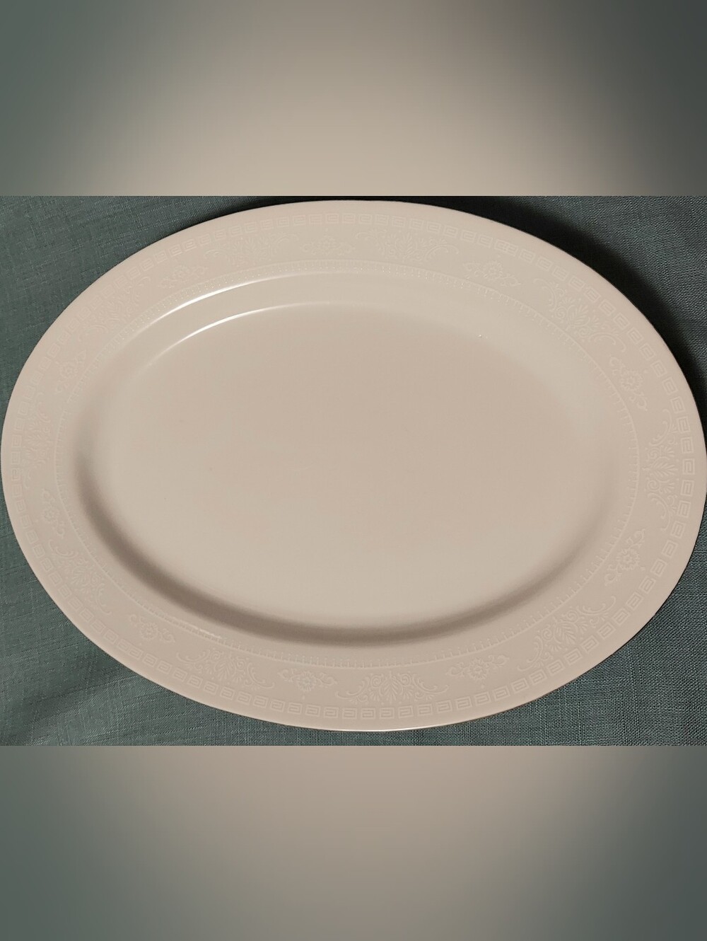 Classic White Decorative Rim Serving Platter